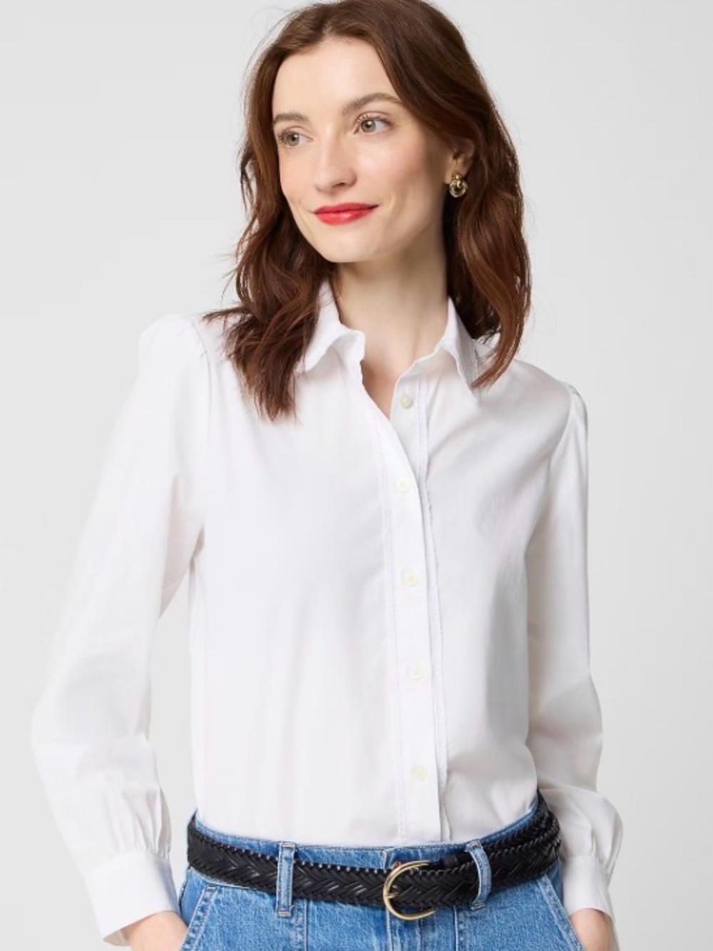 J. Crew Lace Trim Classic White Button-Down Shirt - Quantity 5
